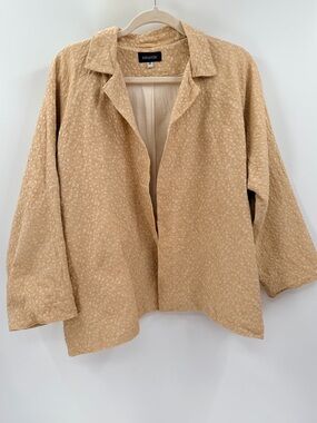 Eskandar Gold Embroidered Quiet Luxury Oversized Lagenlook Jacket 0 Small FLAWS